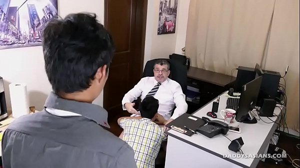 Dad and son office fuck